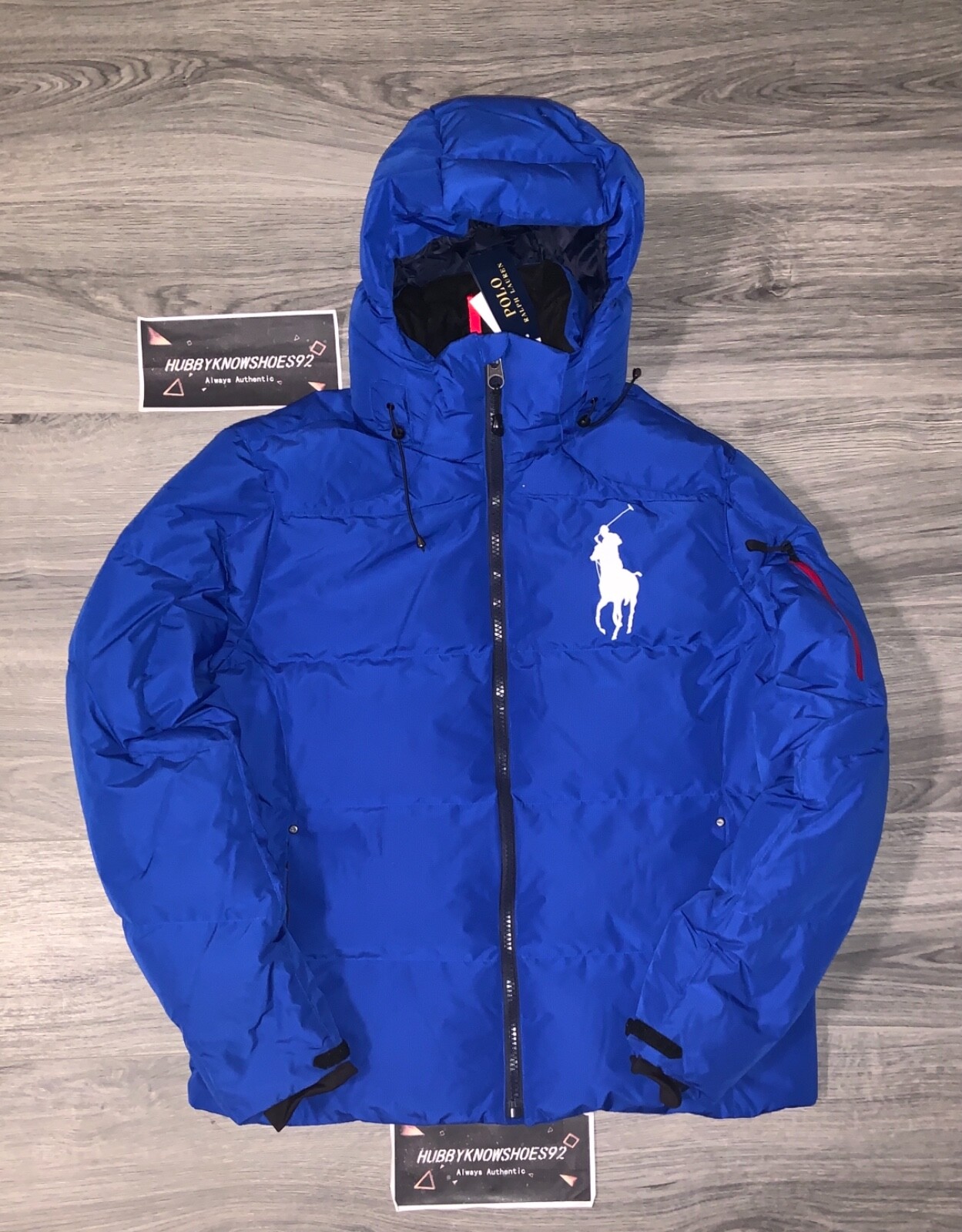 Blue Hooded Down Puffer Jacket NWT | eBay