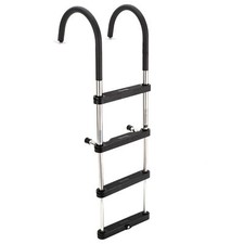 RecPro Compact Stainless Steel Heavy Duty 4 Step Pontoon Boat Ladder Open Box 