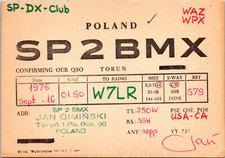 1975 SP2BMX Torun Poland Ham Radio Amateur QSL Card Postcard