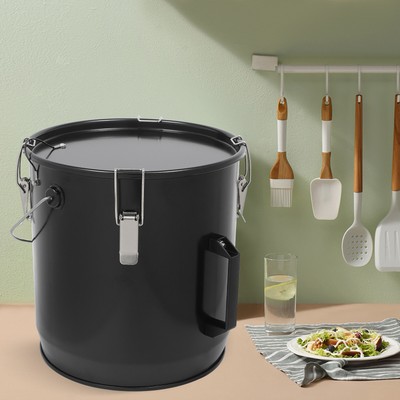6 Gallon Steel Fryer Grease Bucket Black Oil Bucket Oil Filtering Container USA