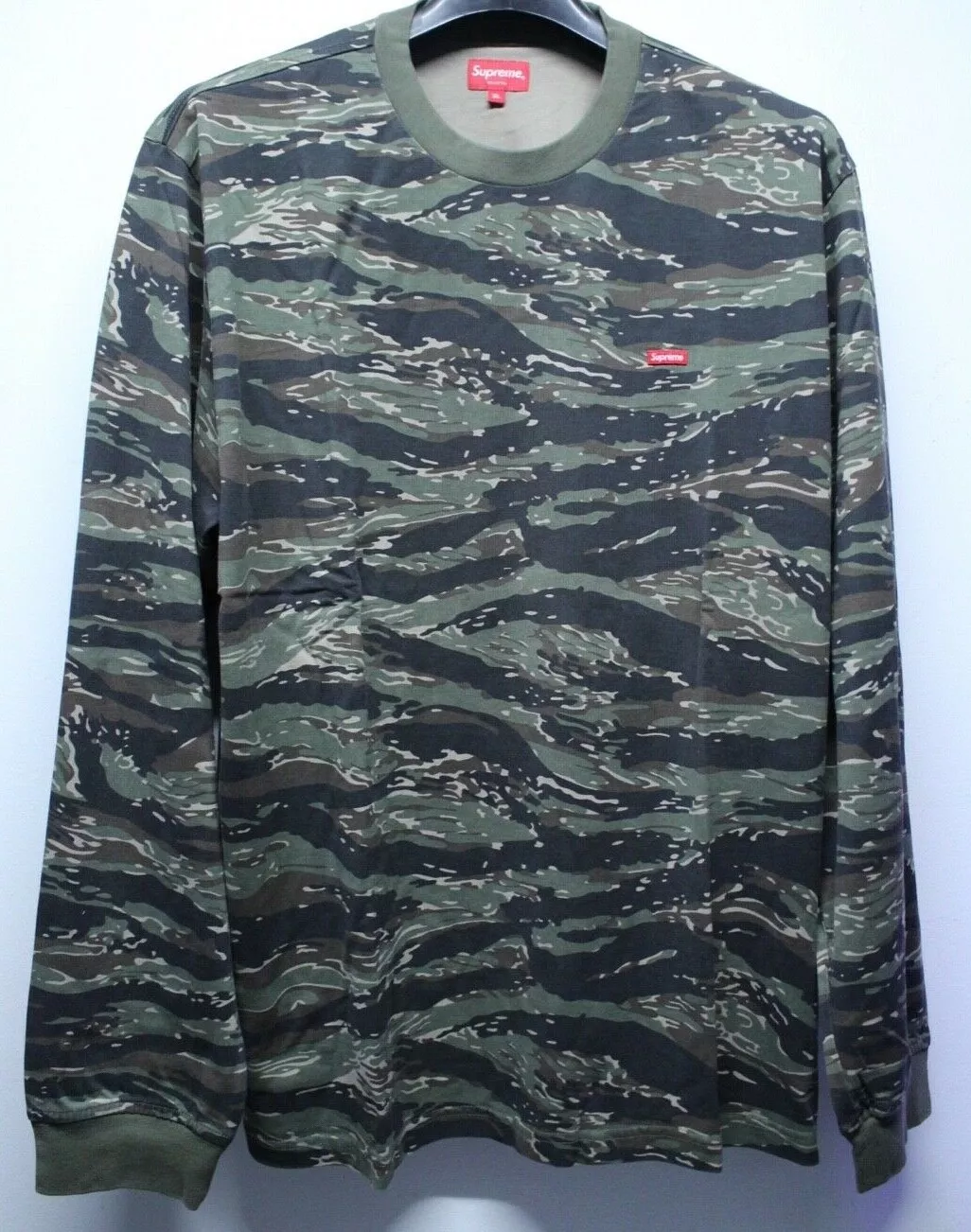 Supreme New York petite boîte logo camouflage tigre L/S chemise verte homme taille XL SS21KN4
