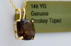 GENUINE 1.88 Cts SMOKY TOPAZ PENDANT 14k YELLOW GOLD - Free Appraisal - NWT — photo 1
