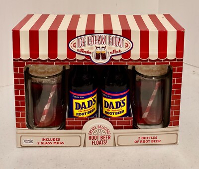 Dad s Old Fashioned Root Beer Ice Cream Float Soda Set (2 Mugs & 2 Soda) NEW
