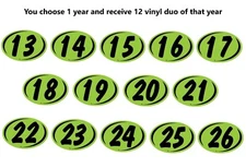 Windshield Model Year Vinyl Highlights Duo Digits Stickers Black & Green
