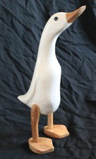 WHITE WOODEN DUCK 25cm Quirky Freestanding Hand Painted Wooden  DUCK GIFT new