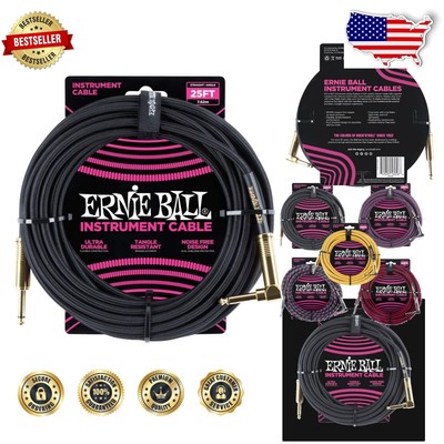 Durable 25ft Braided Guitar Cable with Gold Connectors - Clear Sound Quality