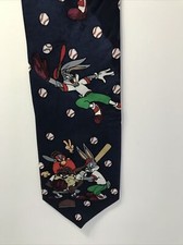 Looney tunes Bugs Bunny Mens Tie w/ Tasmanium Devil Yosemite Sam D62 Vtg 1995