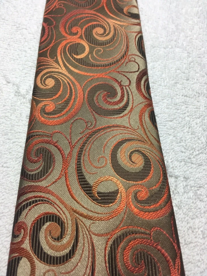 JOHN ASHFORD CORBATA PARA HOMBRE DORADA CON TONOS DE NARANJAS 3,25 X 61 Foto 3 de 4