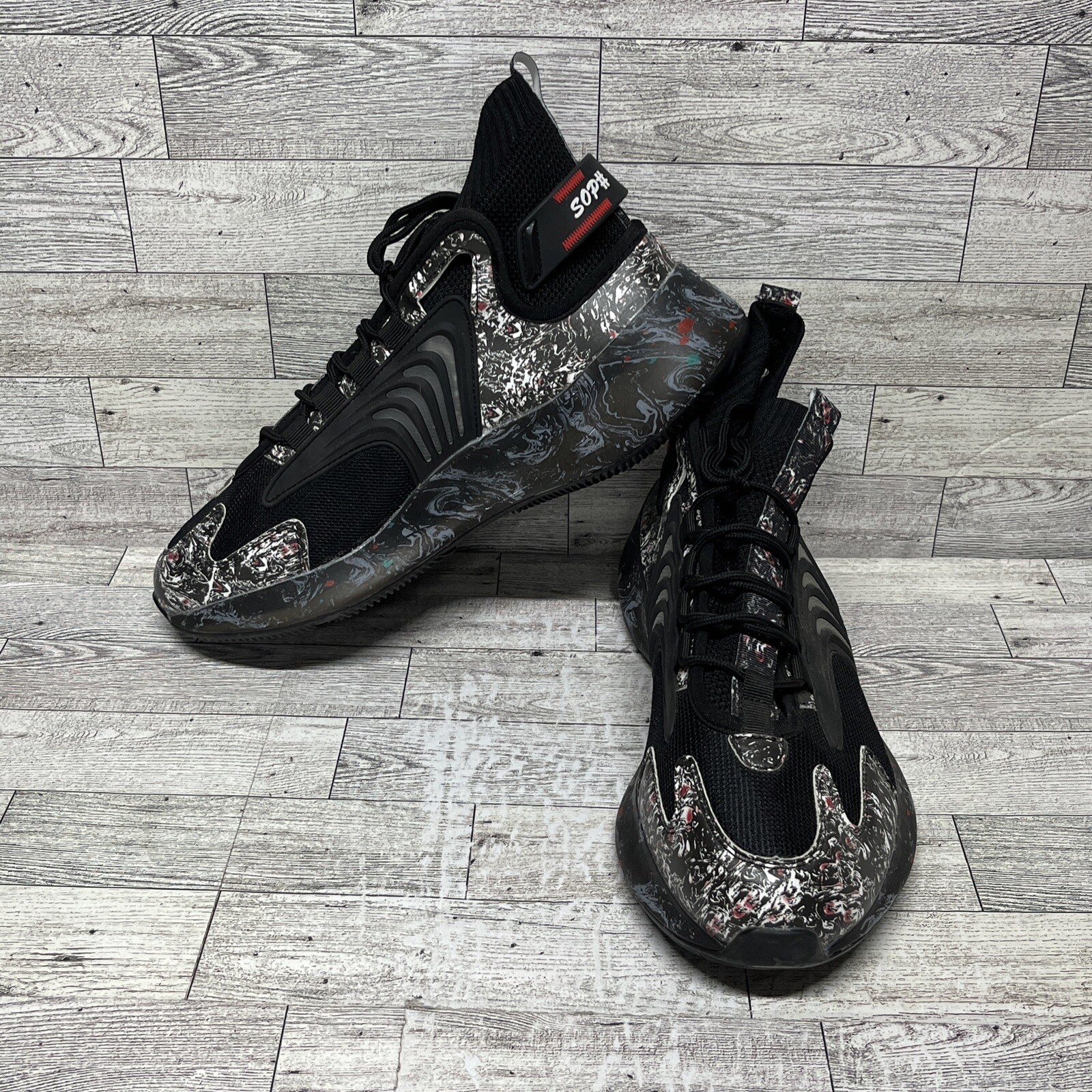 SAOLA SOP# Scarpe da ginnastica da uomo bianche grigio rosso nero taglia EU 45