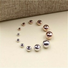 50pcs S925 Silver Bracelets Round Beads with Hole Jewelry Accessories Gilded SPW