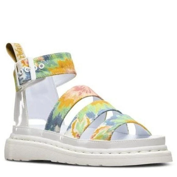 Dr. Martens Women Clarissa Vegan Tie Dye Sandals Hippie Yellow