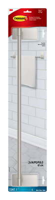 Command Bath Satin Nickel Towel Bar 4 Large Strips Durable No Drilling Required