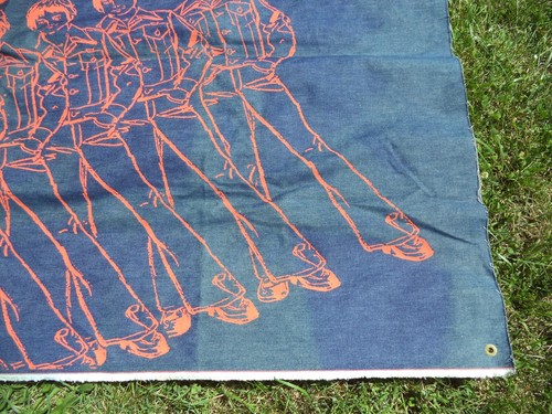 Vintage 1970s Wrangler Store Promotional Denim Cloth Banner No Fault Jeans - Picture 7 of 11