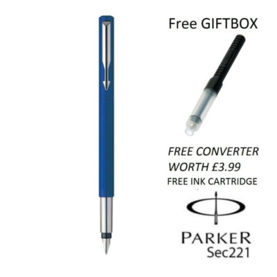 GENIUNE PARKER VECTOR FÜLLFEDERHALTER SCHWARZ, BLAU, ROT, SILBER, GOLD, KOSTENLOSE GESCHENKBOX
