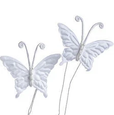 Factory Direct Craft White Satin and Bead Artificial Butterflies | 24 Piece