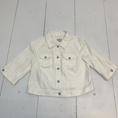 Jacket Size XL White Denim Cropped 