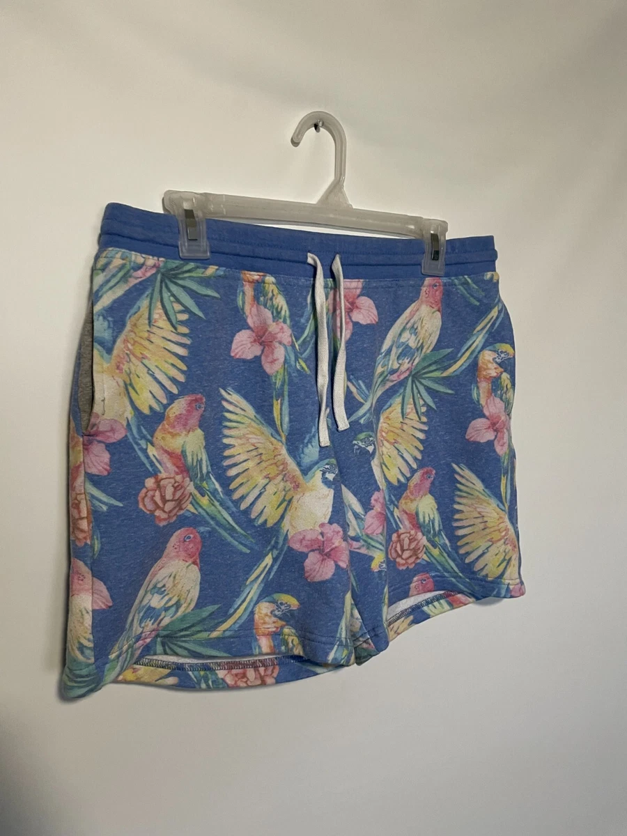 Chubbies Shorts Mens Medium Blue Floral Birds Sweat Shorts