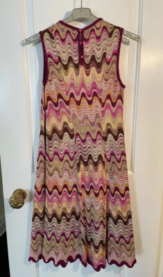 $1870+ MISSONI DRESS WAVE ZIGZAG ORANGE LABEL PURPLE PINK