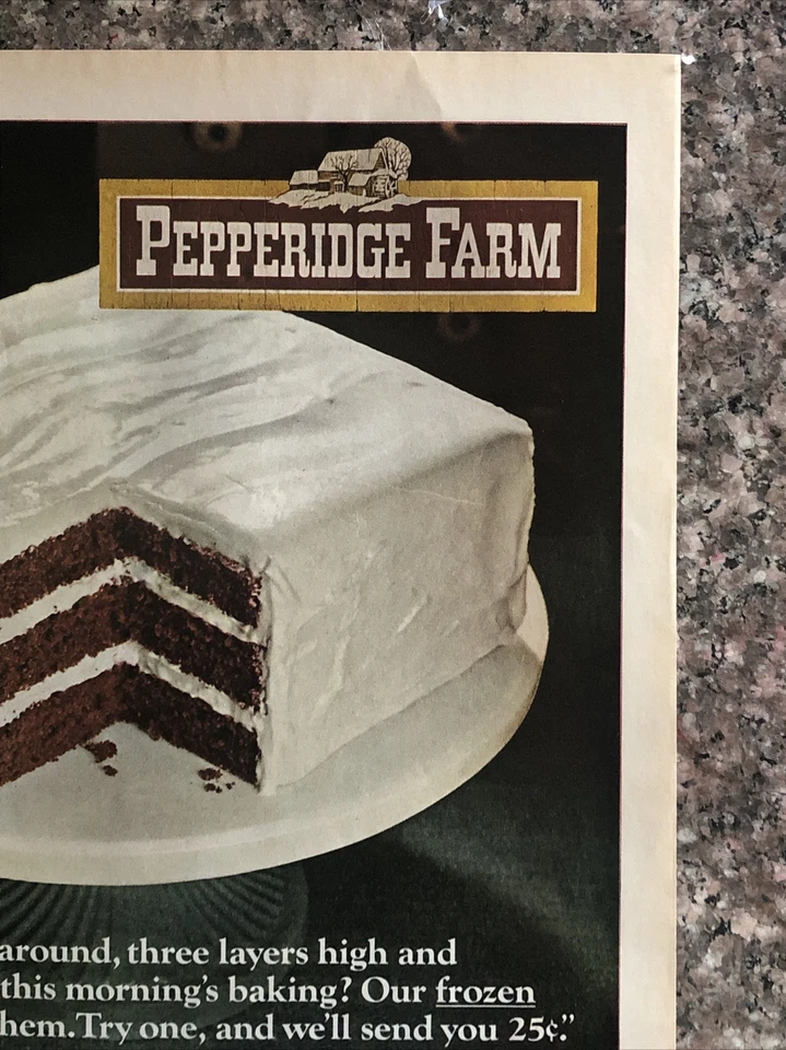 1968 Pepperidge Farm Layer Cake PRINT AD Devils Food Frozen VTG 1960s 3-Layers - Image 3 of 4