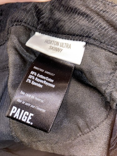 Paige Hoxton Black Women 28 Corduroy Pants NWT Ultra Skinny - Picture 9 of 9