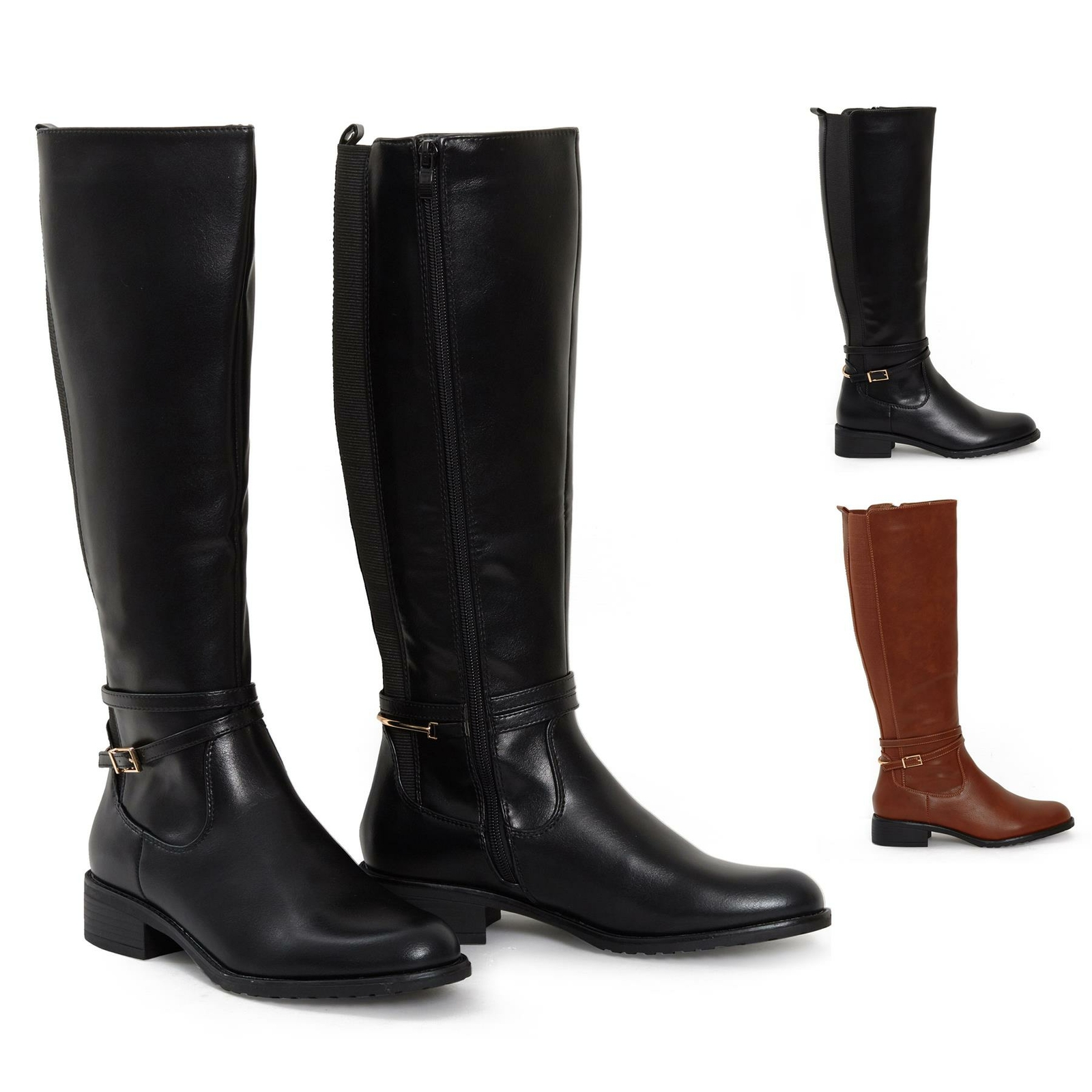 Black Camel Block Heel Boots Size 