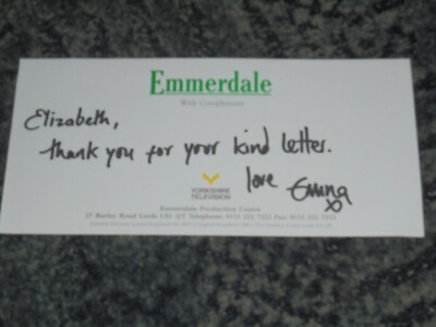 EMMA ATKINS -EMMERDALE-KOMPLIMENTSCHEIN SIGNIERT. (1)