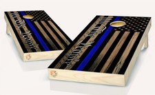 American Flag We The People Thin Blue Line Cornhole Board Vinyl Wrap Laminated