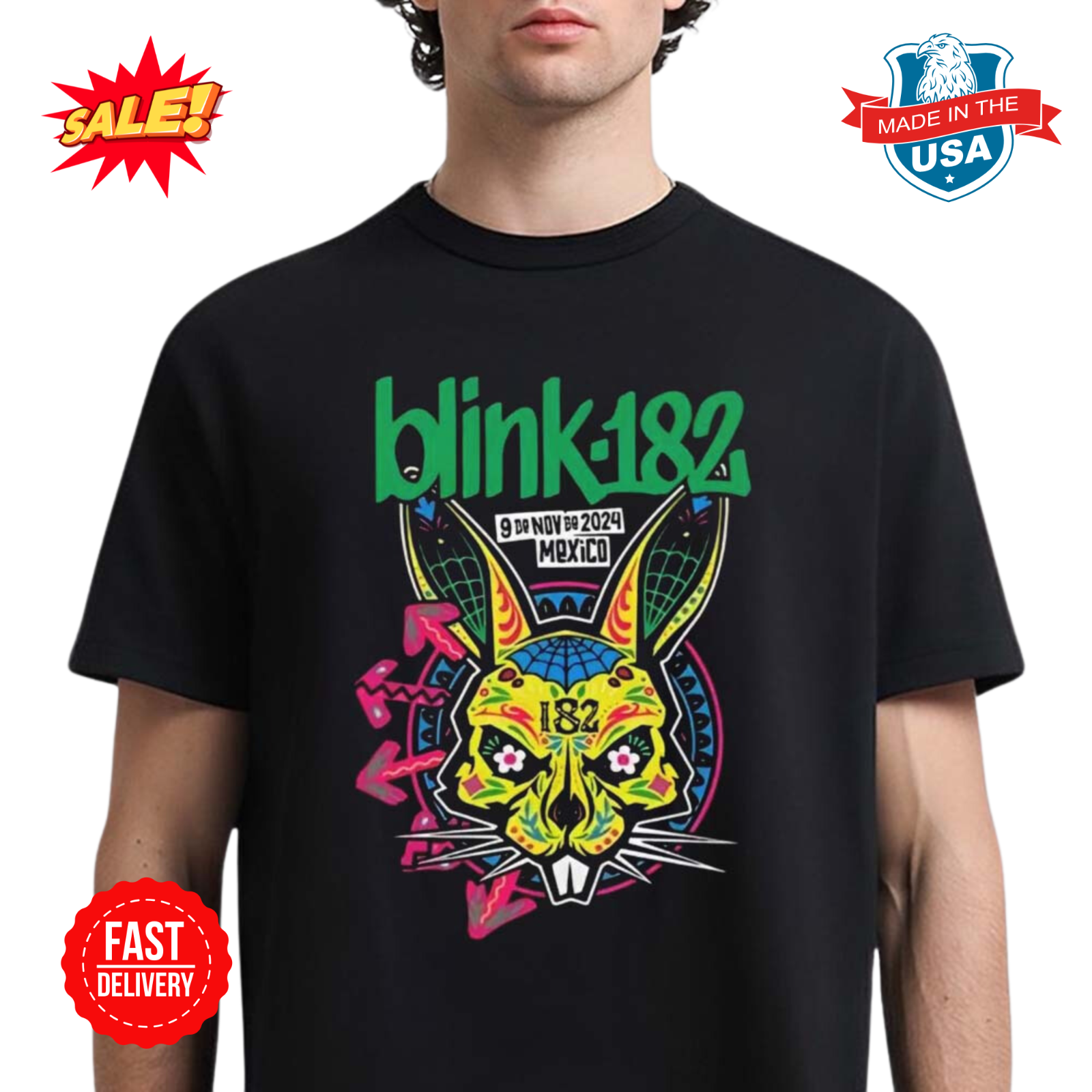 Blink 182 Mexico City At Estadio GNP Seguros On Nov 9 2024 The Giant Nurse T-Shi