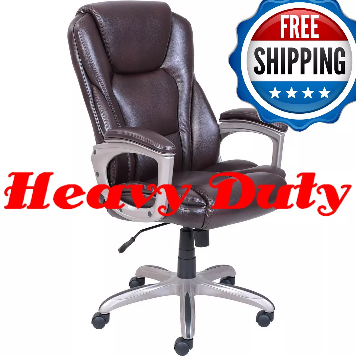 350lb Heavy Duty office chair executive Memory Foam Bonded leather computer  desk