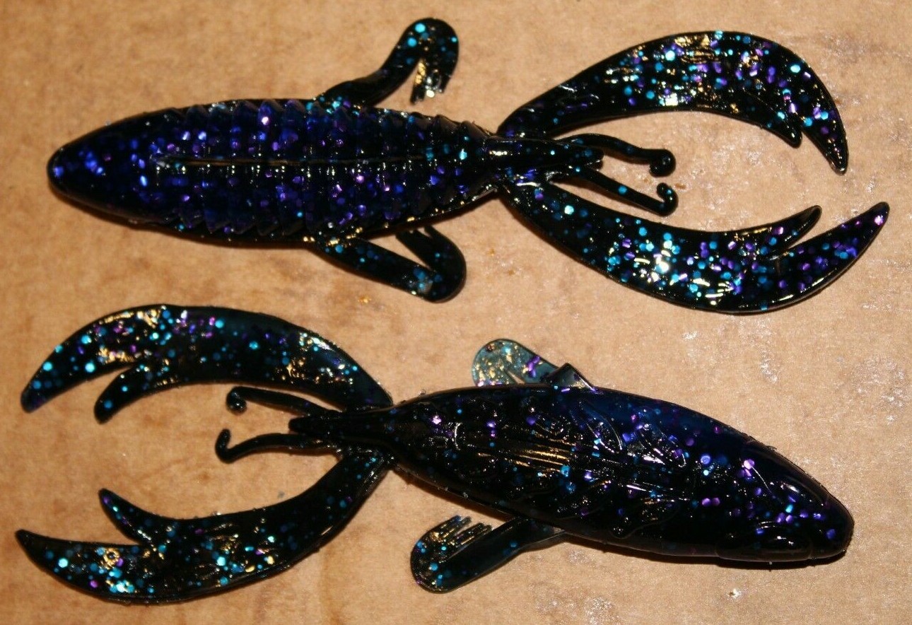 4 Rojas Fighting Frog Big Bite Baits Black BlueFlk/Saphire 4RFF