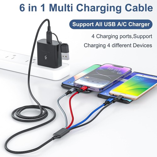 6FT Braided Multi USB Charger Cable 3 Pack - Fast Charging for All Devices - 第 4/9 張圖片