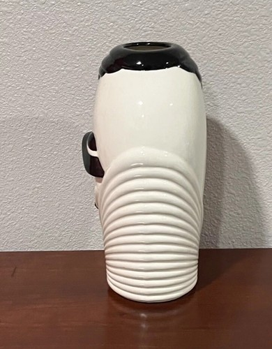 Lady Hat Art Deco Revival 80s 3D Vase Black and white Base - Picture 3 of 6
