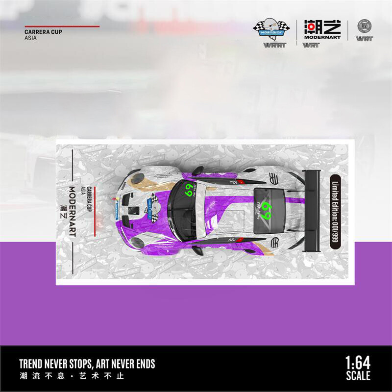 1:64 ModernArt Porsche 911 GT3 Cup Whale Racing Diecast Model Car  