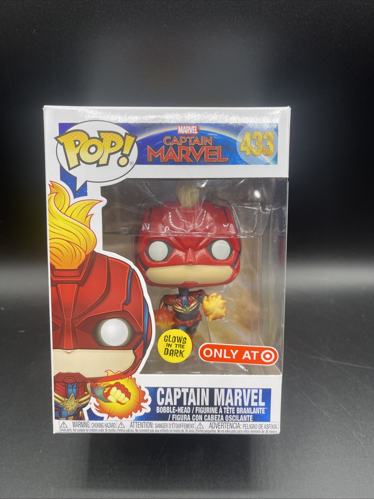 Funko Pop! Marvel Captain Marvel # 433 Glows In The Dark - Bobble-Head