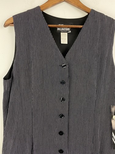 Vtg Inclinations Size 12 Women’s Black White Striped Sleeveless Short Romper NWT - Picture 2 of 10