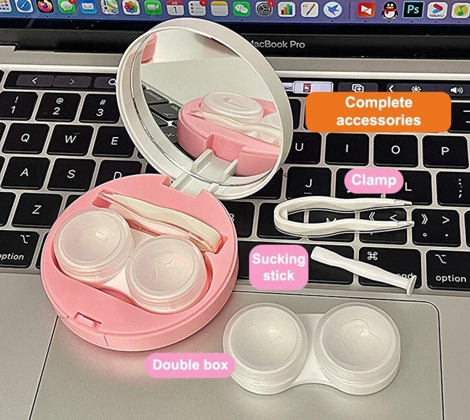 Estuche de Contacto Kawaii Portátil Sanrio Hello Kitty VIRAL, Brillante, Brillo, Rosa/Rojo Foto 3 de 4