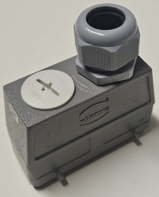 Harting grommet housing, size 24, 2x32M 19300240467 with Harting pin insert 09...