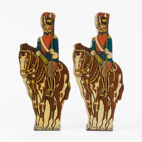 Set of 2 Vintage Marx Tin Lithograph Soldiers #15 Uhlan Prussian Cavalry 4.25"