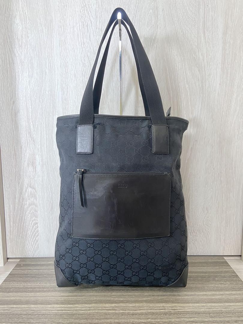 Gucci GG Canvas Leather Tote Bag Shoulder Length 37cm x 31cm x 12cm Preowned
