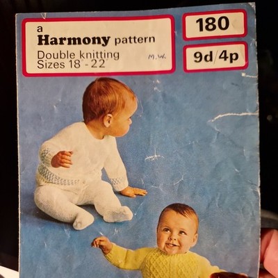 Vintage Harmony 180 Strickmuster Baby Strickjacke & Pullover 18-22'' DK Original 