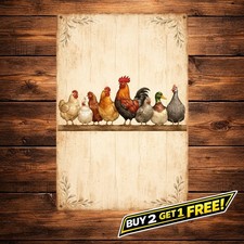 Rustic Chicken Farmhouse Vintage Tin Sign Country Kitchen Wall Decor