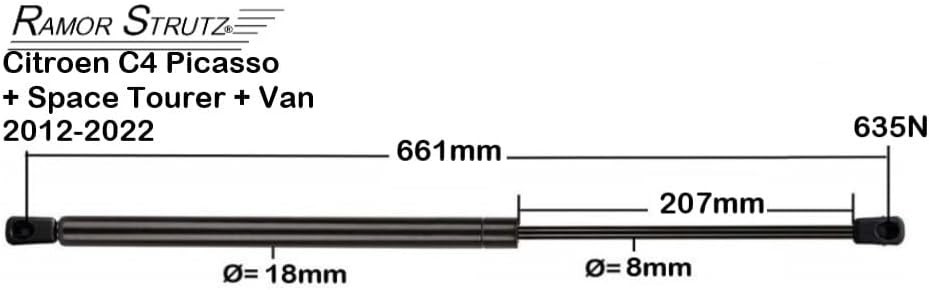 Ramor Strutz 2x Tailgate Gas Struts for Citroen C4 Picasso + Space Tourer 12-22