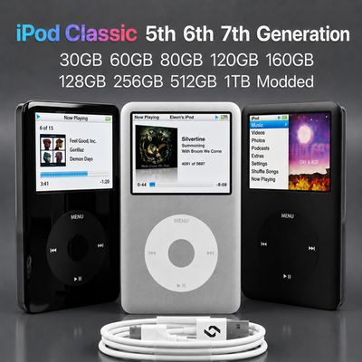 Apple iPod Classic 5th 6th 7th Gen 30GB-160GB, 128GB 256GB 512GB