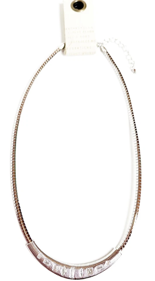 Collar de cadena de serpiente acanalada de cristal Anthropologie plateado chapado en oro latón nuevo con etiquetas Foto 2 de 4