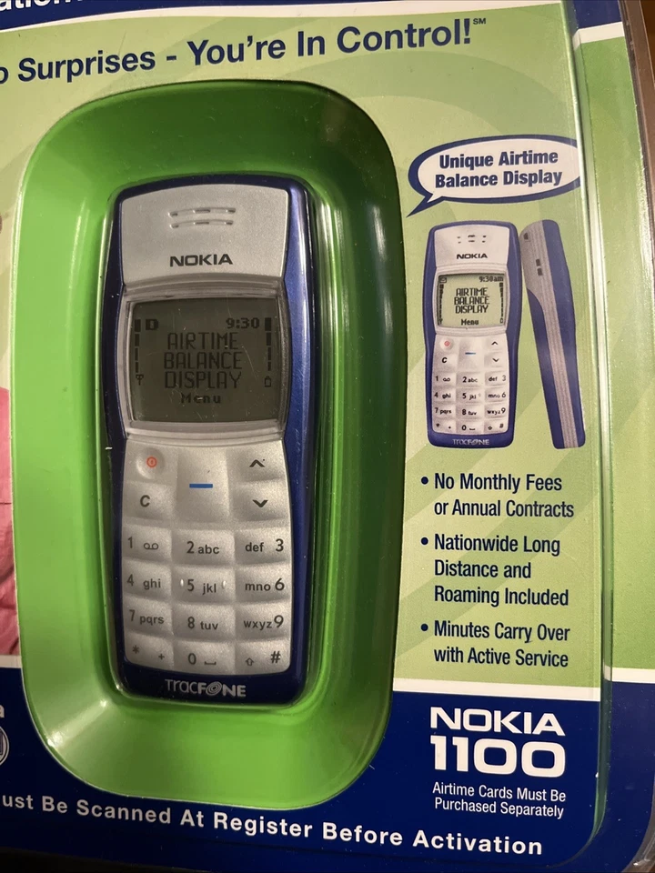 Nuevo teléfono celular sellado NOKIA 1100 Digital Tracfone vintage raro 2006 Foto 2 de 4