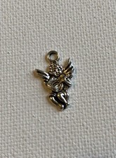 15 Small Angel Charms Antique Silver Tone 1 Sided