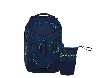 Satch, Schulrucksack-Set MATCH Blue Tech 2-teilig