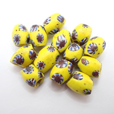 13 pcs matched yellow oval millefiori antique Venetian glass trade beads Africa