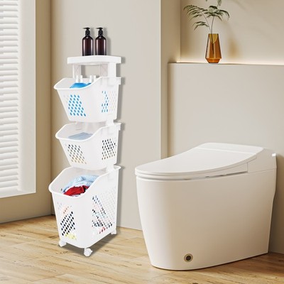 Rolling Laundry Baskets 3 Tiers Laundry Basket with Wheels Modern Laundry Hamper