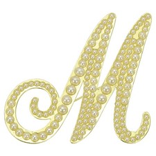 Letter Brooch Pins, Pearl Initial Alphabet M Letter Lapel Badges Pin